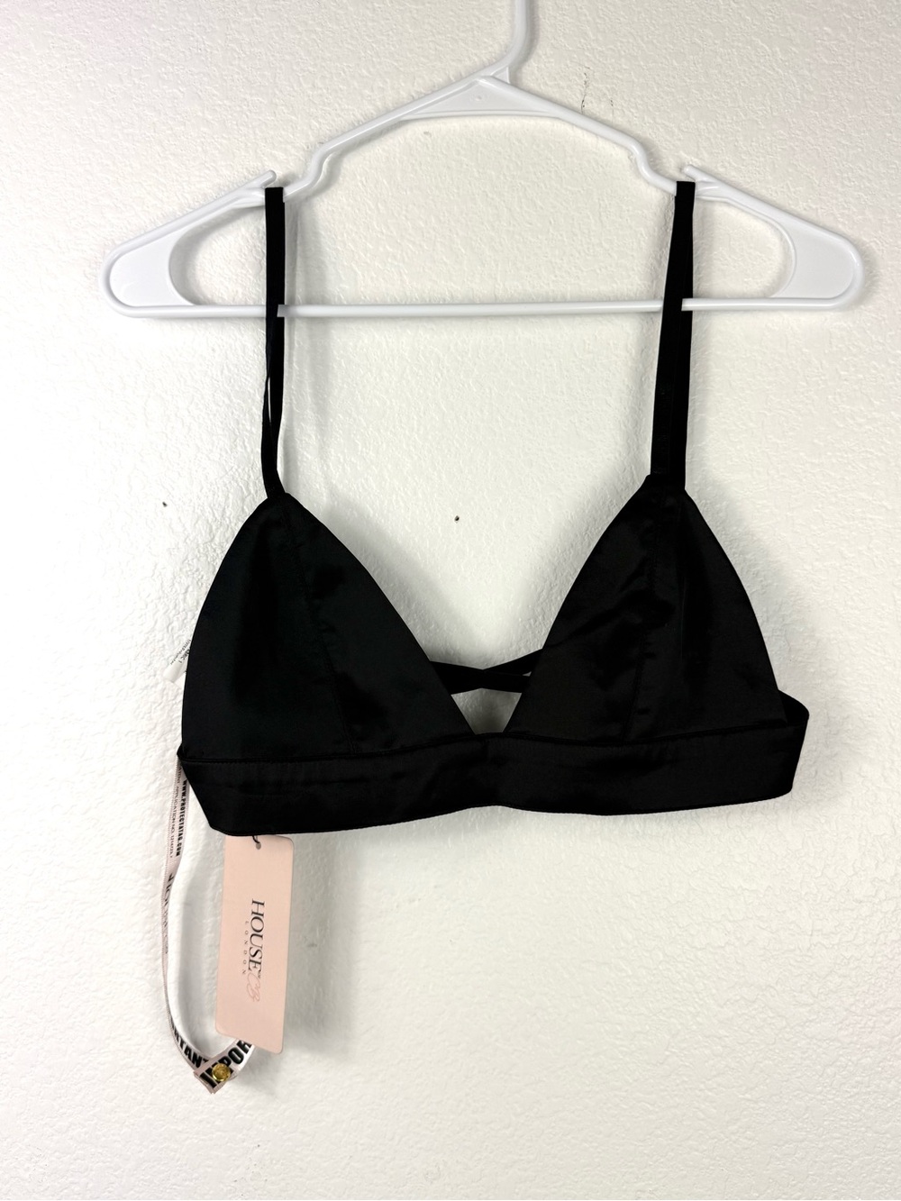House of CB Black satin Bralette Top size M